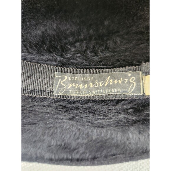 Brunschwig 21 Inch Vintage Hat Black Cloche Fedora Faux Fur Classic Switzerland main image 4